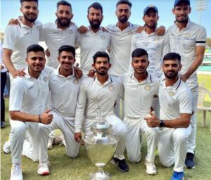 sports karnataka Saurashtra's players celebrate after winning the 2019-20 Ranji Trophy title